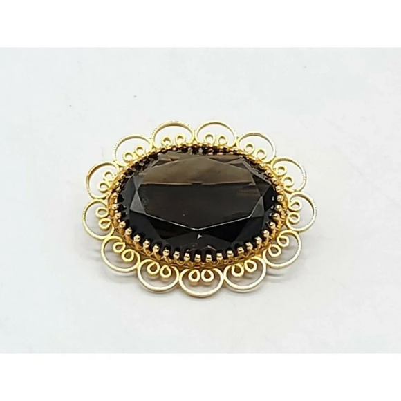 L'Fonts 1/20th 12kt Gold Filled Brown Hessonite Gl - Picture 1 of 4